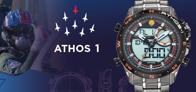 Montres Aviateur Patrouille de France Athos1 Chrono Alarme Anadigit