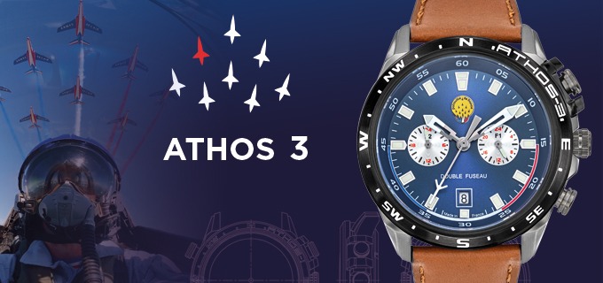 Montres Aviateur Patrouille de France Athos3 Double Fuseau Horaire