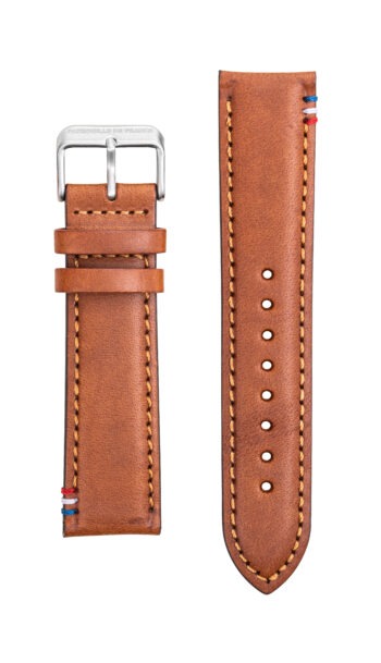 Bracelet Cuir Marron Surpiqué Tricolore 22mm