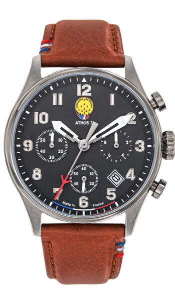Montre Chronographe Cadran Noir Bracelet Marron A7-100EG-668138