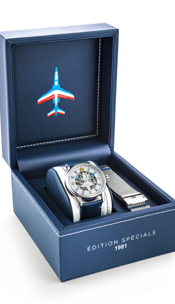 Edition Spéciale 1981 Montre Automatique Cadran Argenté Cuir Bleu ES1981-668904