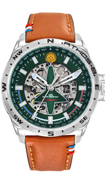 Montre Automatique Cadran Vert Cuir Marron A8-100ED-668143