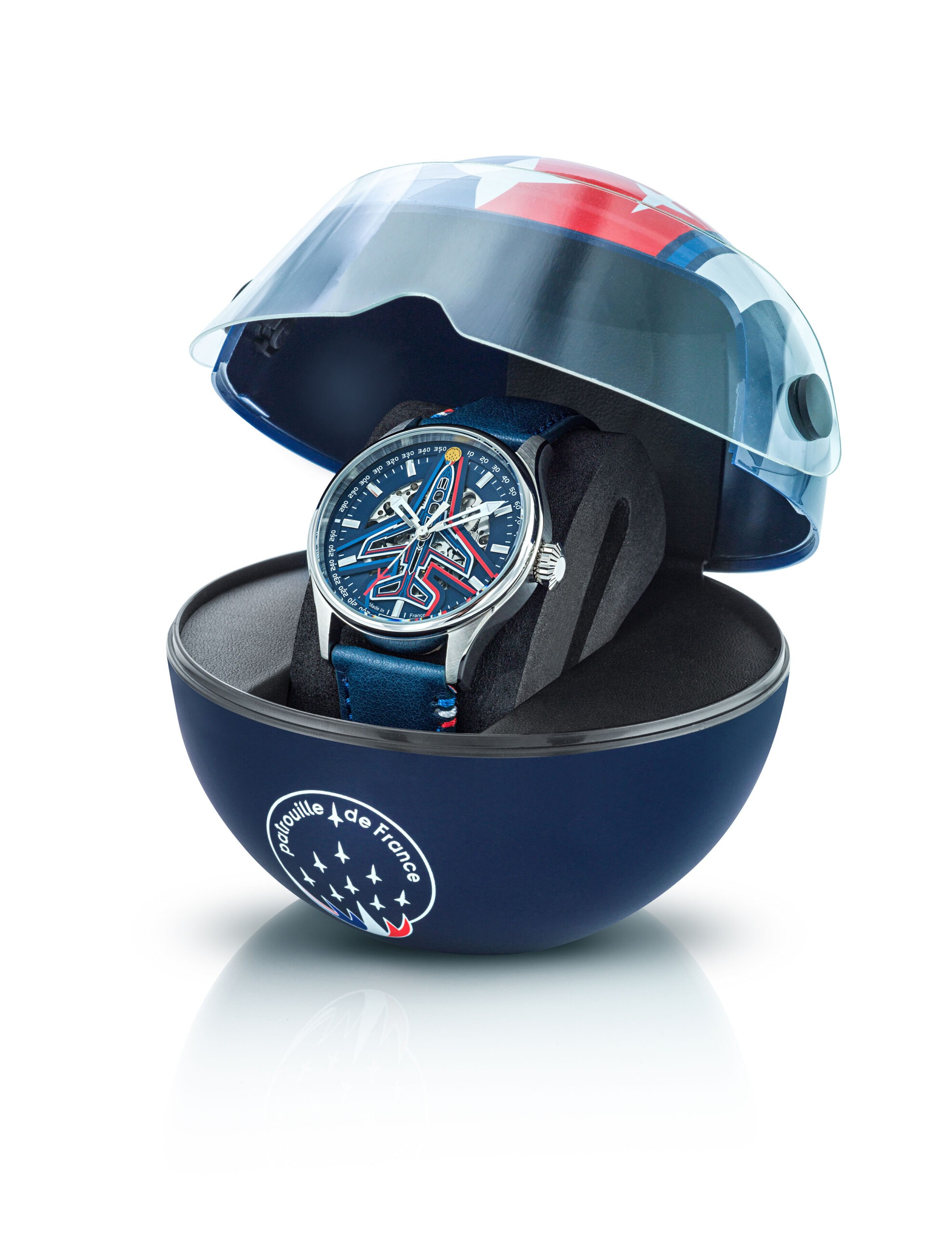 Coffret Athos Montre Automatique Patrouille de France 668910 cuir bleu écrin