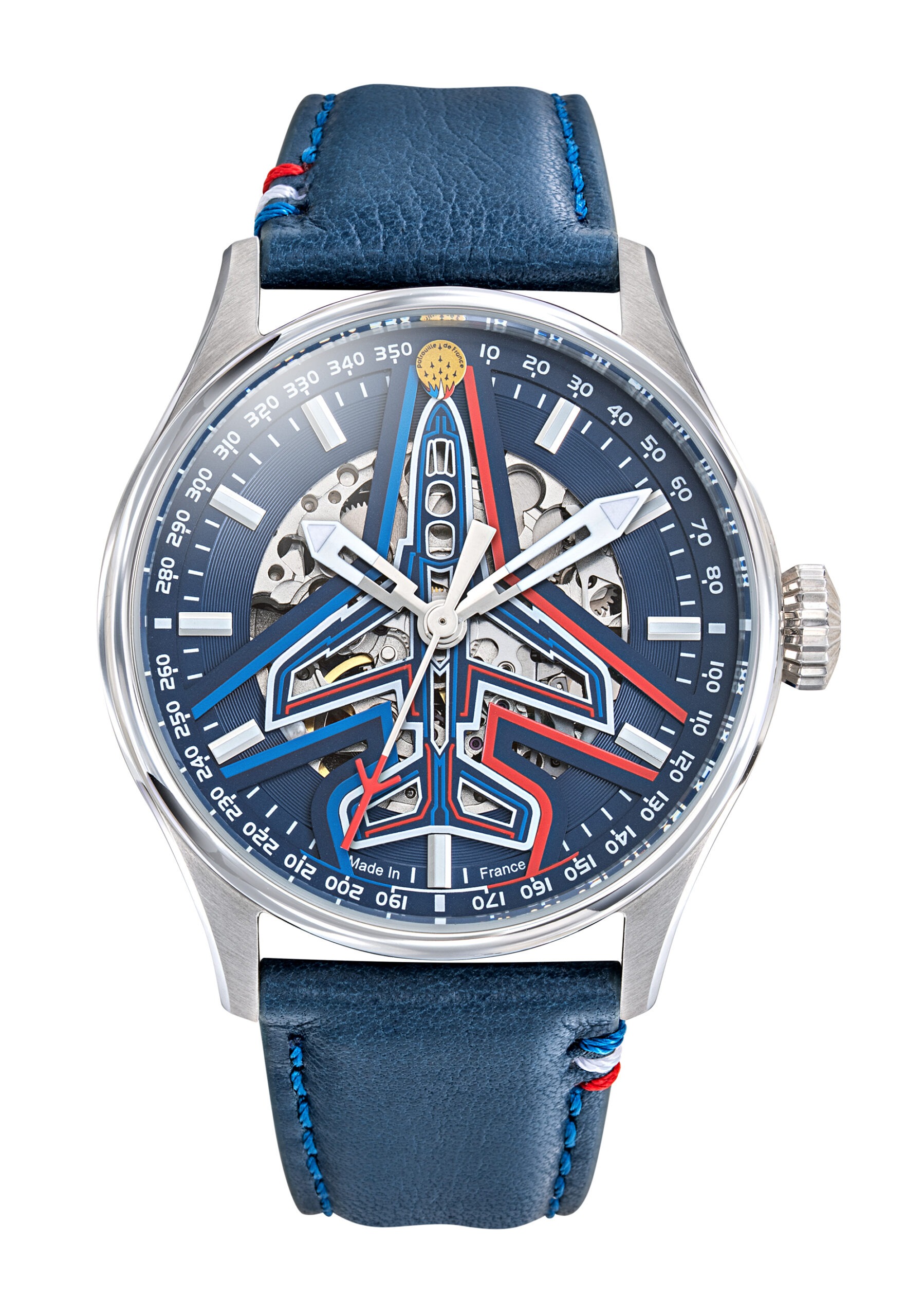 Coffret Athos Montre Automatique Patrouille de France 668910 cuir bleu face