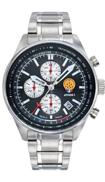 Montre-Chronographe-Athos-1-Cadran-Noir-Bracelet-Acier-A1-100L-668151-Face
