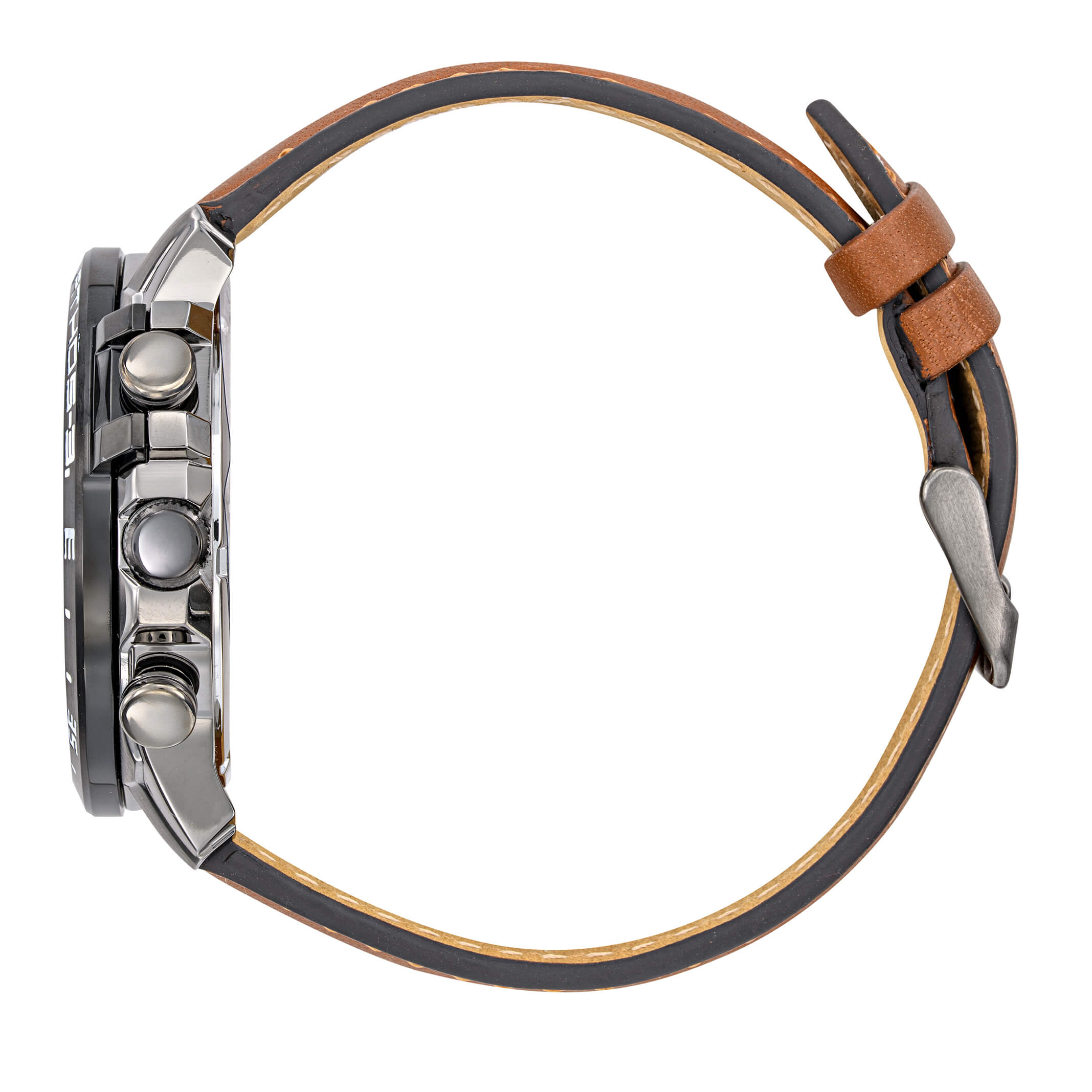Montre Patrouille de France Double Fuseau Cadran Vert Bracelet Marron 668158 – Profil